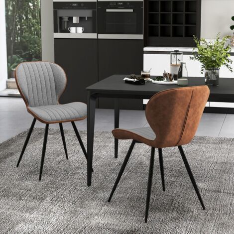 Ensemble de 2 Chaises de Salle à Manger sans Accoudoirs avec Dossier Courbé Confortable pour Salon Cuisine Chambre Gris Maison Chic (1/5)