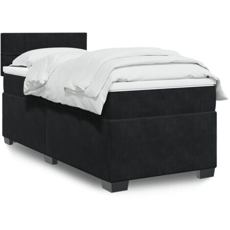Lit simple - 100x200 cm, Sommier à lattes de lit avec matelas Noir Velours WFE227903 Maison Chic (1/5)