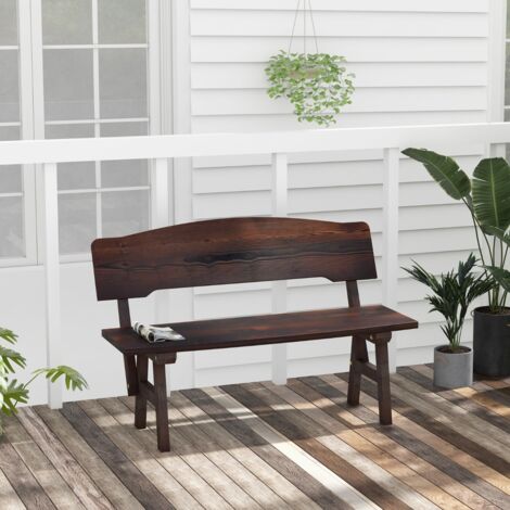 Banc de Jardin en Bois d'Épicéa 2 Places Dossier Incliné Charge 325 KG Banquette d'Extérieur Carbonisé 120x51x78 CM Maison Chic (1/5)