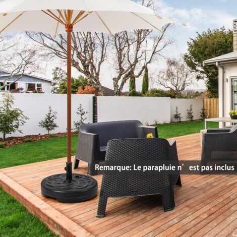 Pied de Parasol Lourd pour Parasolφ38/48 mm Socle Parasol Extérieur en HDPE Rempli de 39Kg Sable/ 23L Eau Dia.56 x H30 cm Maison Chic (1/5)