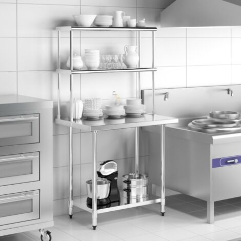 Étagère Cuisine 3 Étages Acier Inoxydable 80x80x40cm - Rangement Robuste Charge 50kg