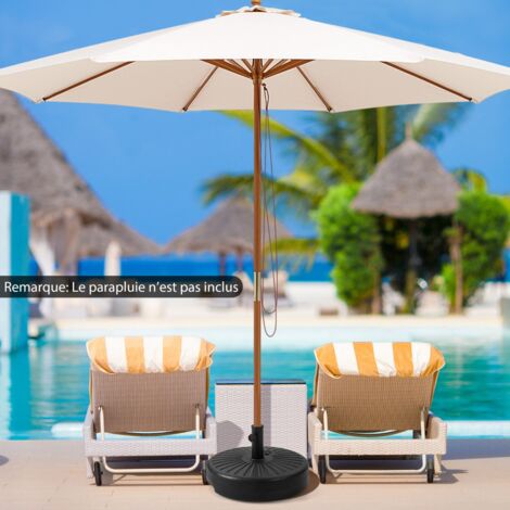 Pied de Parasol Lourd pour Parasolφ38/48 mm Socle Parasol Extérieur en HDPE Rempli de 28Kg Sable/18L Eau Dia.50 x H30 cm Maison Chic (1/5)