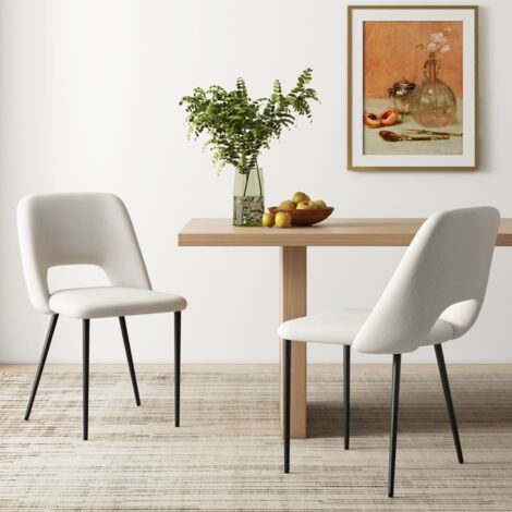 JIJIAN Lot De 6 Chaises Salle à Manger - Design Scandinave, Pieds Métal, Dossier Confortable, Noir