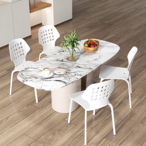 Lot de 4 Chaises de Salle à Manger en Métal Moderne Dossier Creux Empilables Blanc CWXT9830 DESIGN IN (1/3)