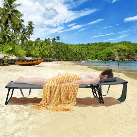 Chaise Longue Bronzage Pliante Dossier Réglable 5 Positions 3 Coussins Amovibles Gris CWXT2215 DESIGN IN (1/3)