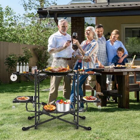 Table de Camping Pliable avec 4 Tablettes d'Appoint Table de Pique-nique Portable Plateau en Aluminium avec Sac de Transport 135x54x88CM Maison Chic (1/5)