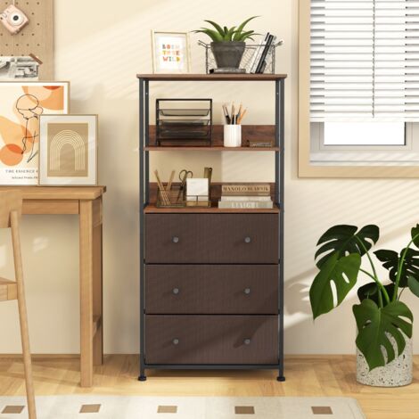 LIANTRAL Commode à 4 niveaux, commode verticale en tissu avec cae en