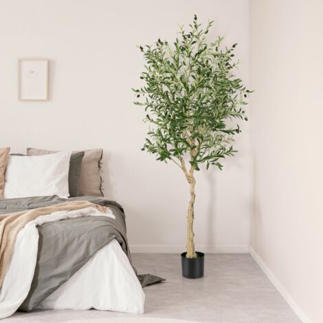 2 Plantes Artificielles Fausse Olivier en Pot H-182 cm Feuilles en Soie Décoration pour Intérieur/Extérieur CW7367 Maison Chic (1/5)