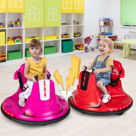 Auto-tamponneuse électrique 6V Pour Enfants 2-5 Ans - Rotation 360°, Télécommande, Lumières LED, Musique - Charge Max 30 Kg (Rose)