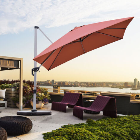 Parasol 300 cm Déporté 360° Inclinaison Réglable Coupe-Vent Orange CWXT9563 DESIGN IN (1/3)