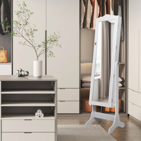 Armoire à Bijoux sur Pied, Armoire de rangement, 2 Organiseurs Cosmétiques Amovibles, Rangement Compartimenté, CW8738 Maison Chic (1/5)
