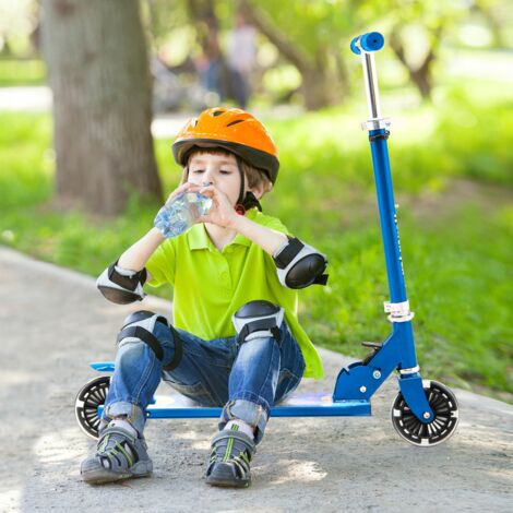 Trottinette Pliable GOPLUS – 2 Roues LED, Hauteur Réglable 63-86 Cm – Enfant 4-13 Ans, Charge 70 Kg