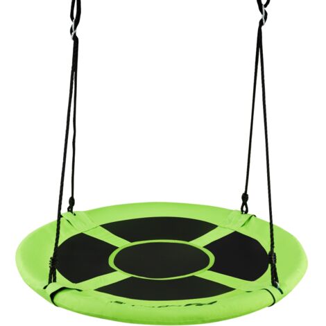 Balançoire Ronde 100CM Suspendue Nid d’Oiseau Hauteur Réglable Capacité 150KG Vert Noir CWXT2585 DESIGN IN (1/3)