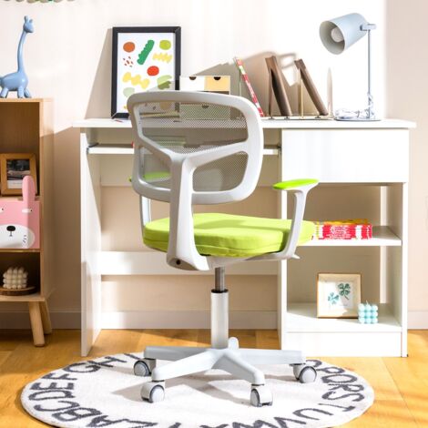 Chaise de Bureau à Roulettes pour Enfants Verrouillage automatique Soutien Lombaire Siège Pivotant Hauteur Réglable 80-91,5 CM Vert CW4238 Maison Chic (1/3)