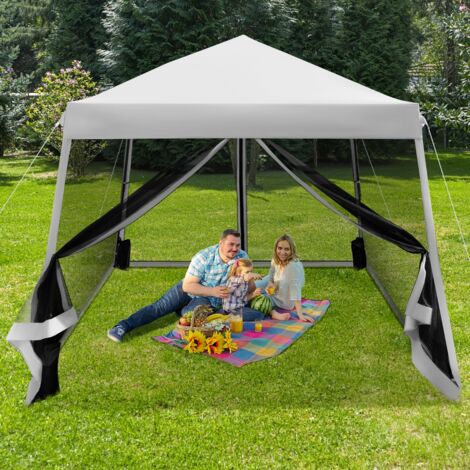Patio Extérieur Auvent Escamotable Instantané Tente en Maille à Jambes Onclinées Pliante Gris CW8500 Maison Chic (1/3)