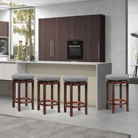Tabouret Rond Lot de 2 Tabourets de Bar Rond Pivotant 360° Dia. 42 x 66 cm Assise ...