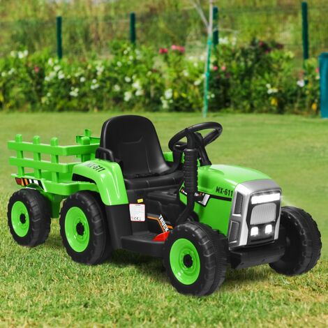Maisonchic – Tracteur électrique pour enfants avec remorque – 3 vitesses – Lumières LED – Audio USB et Bluetooth – Siège avec ceinture de sécurité - CW9424