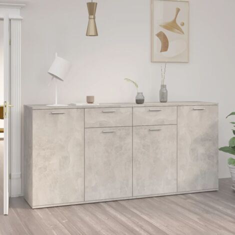 Maison Chic – Buffet enfilade gris béton 160x36x75 cm – Bois d'ingénierie – 4 portes et 2 tiroirs – Résistant à l'humidité – Grand espace de rangement - pwfn51451 (1/5)