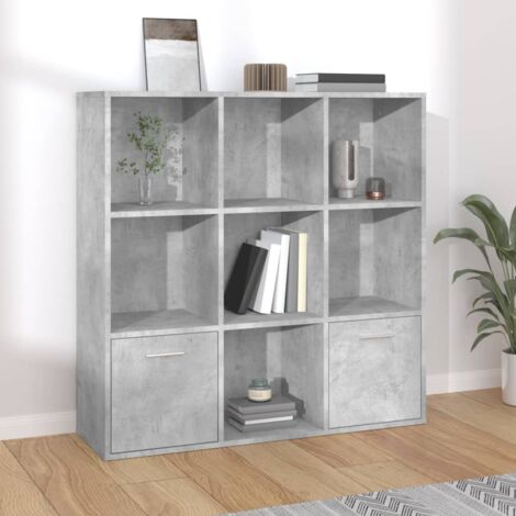 Bibliothèque, Etagère à livres, Meuble de Rangement Gris béton 98x30x98 cm Bois d’ingénierie DESIGN IN (1/5)