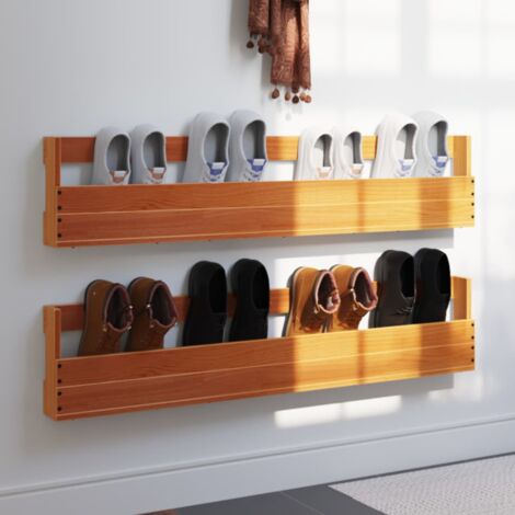 Etagères à chaussures murales 2 pcs, Etagères flottantes, meubles de rangement marron 110x8,5x23,5 cm pwfn19936 DESIGN IN (1/5)