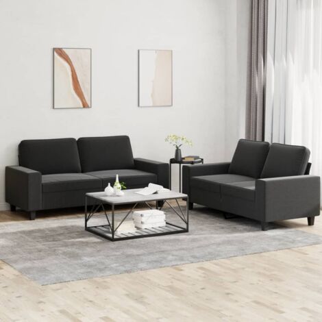 Ensemble de canapés 2 pcs, Canapés droit, Banquettes Sofa de Salon noir tissu DESIGN IN (1/5)