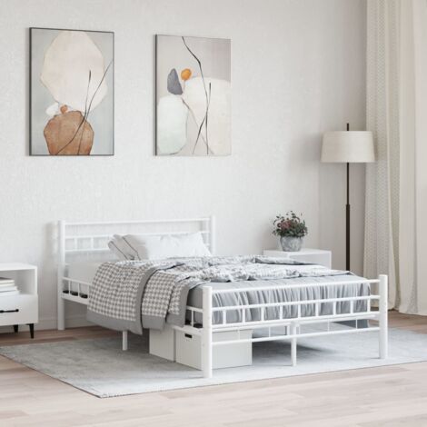 Lit double-140 x 200 cm, Cadre de lit, Lit adulte Blanc Métal JKF585288 DESIGN IN (1/5)