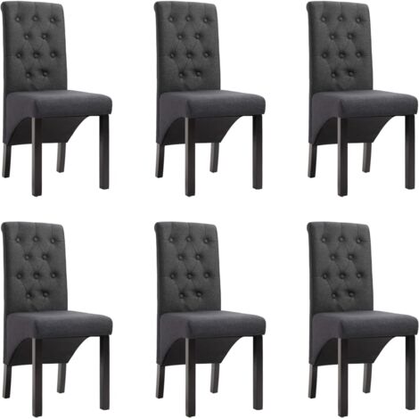 Lot de 6 Chaises à manger, Chaises à dîner, Chaises de cuisine gris foncé tissu DESIGN IN (1/5)