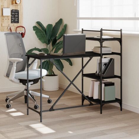 Bureau d'ordinateur avec étagères, Bureau Informatique, Table de Travail noir 120x47x109 cm PEWV85865 DESIGN IN (1/5)