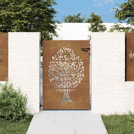 Portail de jardin, Porte de jardin, Portillon 85x150 cm acier corten conception de l'arbre CON429830 DESIGN IN (1/5)