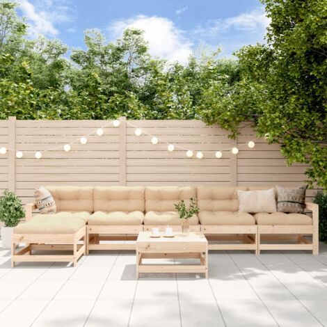 7 pcs Salon de jardin, Ensemble table et chaises de jardin bois de pin massif togp49778 DESIGN IN (1/5)