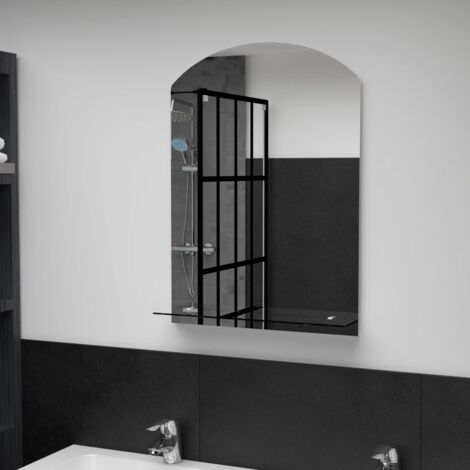 Miroir mural avec étagère, Miroir de maquillage, Miroir décoratif 50x70 cm Verre trempé PQG2809 DESIGN IN (1/5)