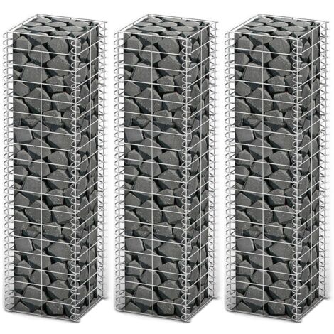 Mur en gabion, Jeu de panier de gabion 3 pcs, cloison de séparation fil galvanisé 25 x 25 x 100 cm psgh77645 DESIGN IN (1/5)