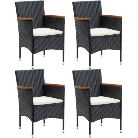 Chaises de salle à manger de jardin 4 pcs, Chaises d'extérieur, Fauteuils de jardin résine tressée noir togp37115 DESIGN IN (1/5)