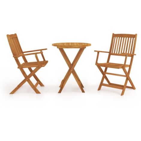 Ensemble Table et Tabourets de Jardin pliable 3 pcs- Salon de jardin Bois d'acacia solide CON11259 DESIGN IN (1/5)