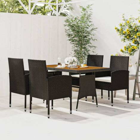Ensemble à dîner d'extérieur 5 pcs, Salon de jardin Résine tressée Noir PEWV18246 DESIGN IN (1/5)