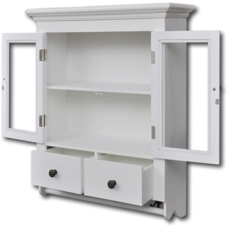 Blanc Armoire haut/Vitrine haut - armoire console meuble de rangement