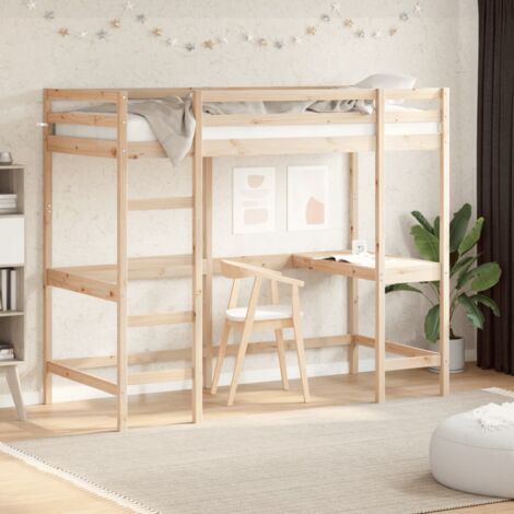 Lit superposé-100x200 cm, Lit jeune, Lit enfants avec bureau bois de pin massif peor69039 DESIGN IN (1/5)
