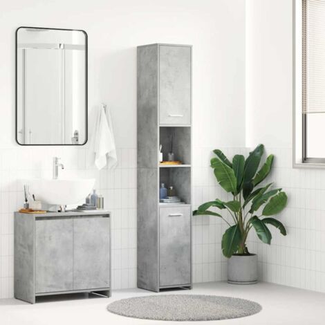 Armoire salle de bain, Meuble de salle de bain, Meuble de rangement gris béton 30x30x183,5 cm aggloméré jax31413 DESIGN IN (1/5)