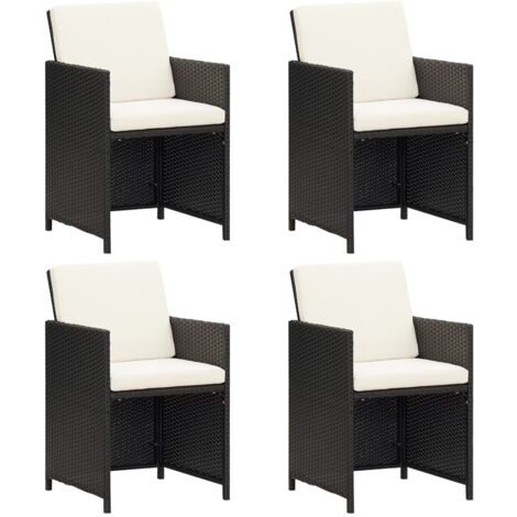 Lot de 4 Chaises de jardin, Chaises d'extérieur, Fauteuils de jardin résine tressée noir togp72402 DESIGN IN (1/5)