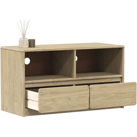 Meuble TV, Banc TV, Armoire de rangement SAUDA chêne 99x43x55 cm bois de pin massif FR181486 DESIGN IN (1/5)