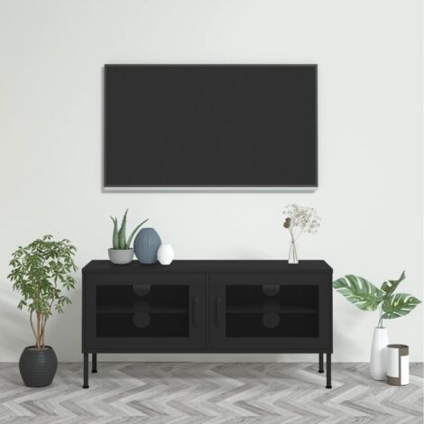 Meuble TV, Banc TV, Armoire de rangement Noir 105x35x50 cm Acier FR387189 DESIGN IN (1/5)