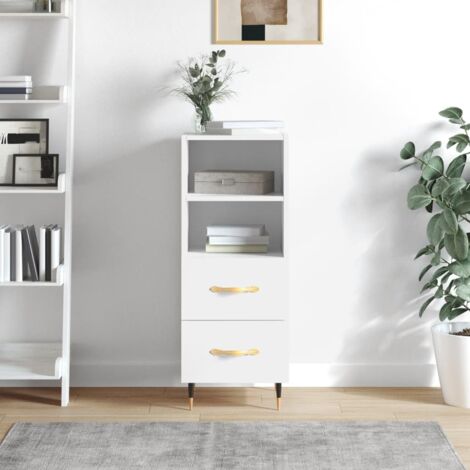 Buffet, Bahut, Armoire de rangement Blanc brillant 34,5x34x90 cm Bois d'ingénierie FR953979 DESIGN IN (1/5)