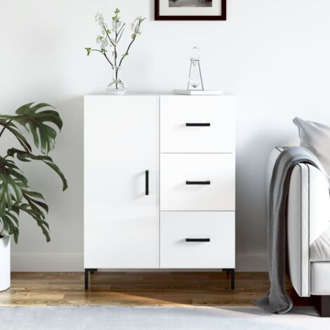 Buffet, Bahut, Armoire de rangement Blanc brillant 69,5x34x90 cm Bois d'ingénierie FR681430 DESIGN IN (1/5)