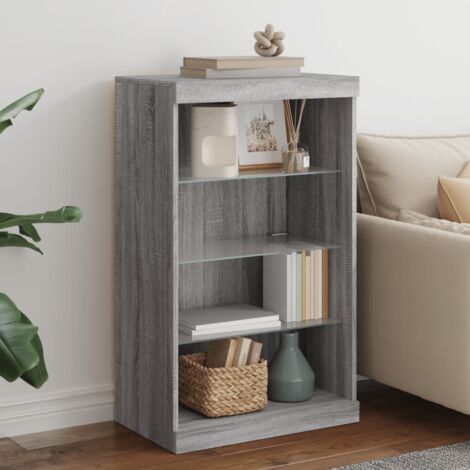 Buffet avec lumières LED, Bahut, Armoire de rangement sonoma gris 60,5x37x100 cm FR733742 DESIGN IN (1/5)