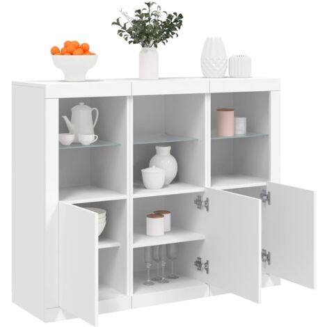Buffets avec lumières LED, Bahut, Armoire de rangement 3 pcs blanc bois d'ingénierie FR255146 DESIGN IN (1/5)