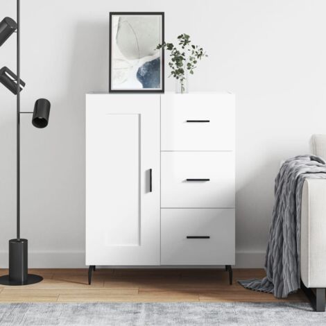 Buffet, Bahut, Armoire de rangement Blanc brillant 69,5x34x90 cm Bois d'ingénierie FR526778 DESIGN IN (1/5)