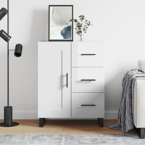 Buffet, Bahut, Armoire de rangement Blanc brillant 69,5x34x90 cm Bois d'ingénierie FR745924 DESIGN IN (1/5)