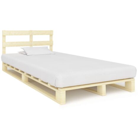 Lit double - 120x200 cm, Lit adulte et enfants, Cadre de lit de palette sans matelas bois pin massif FR227663 DESIGN IN (1/5)