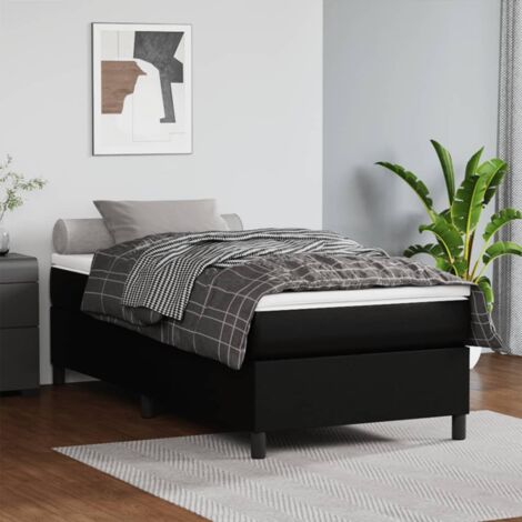 Lit simple - 90x190 cm, Lit adulte et enfants, Cadre de lit sans matelas noir similicuir FR619482 DESIGN IN (1/5)