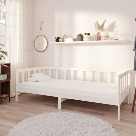 Lit simple - 90x200 cm, Lit de repos avec matelas Blanc Bois de pin massif FR203116 DESIGN IN (1/5)